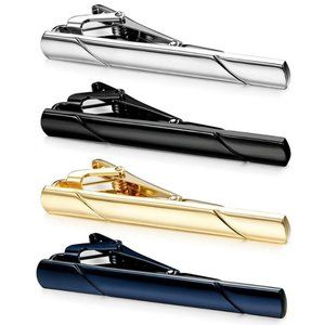 Men' Stainless Steel Tie Clip Necktie Bar 4pk